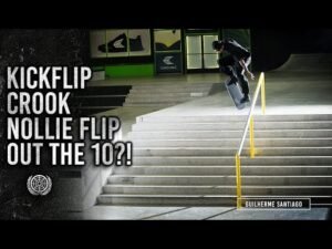 Kickflip Crook Nollie Flip Out The 10 Rail?! | Guilherme Santiago