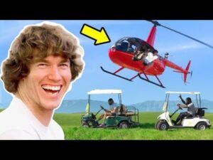 Crashing Golf Carts with Helicopter!