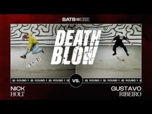 Gustavo Ribeiro's Switch Varial Kickflip Vs. Nick Holt's Nollie FS Bigspin Heelflip | DEATH BLOW