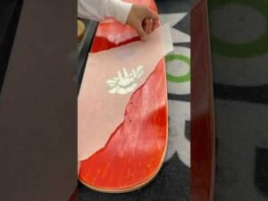 Chris at Mainline skate shop ￼with another Masterpiece 🛹 #skateboard #griptape #asmr